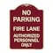 Signmission Parking Fire Lane Authorized Personnel Heavy-Gauge Aluminum Sign, 24" x 18", BU-1824-23340 A-DES-BU-1824-23340 - alternate 1
